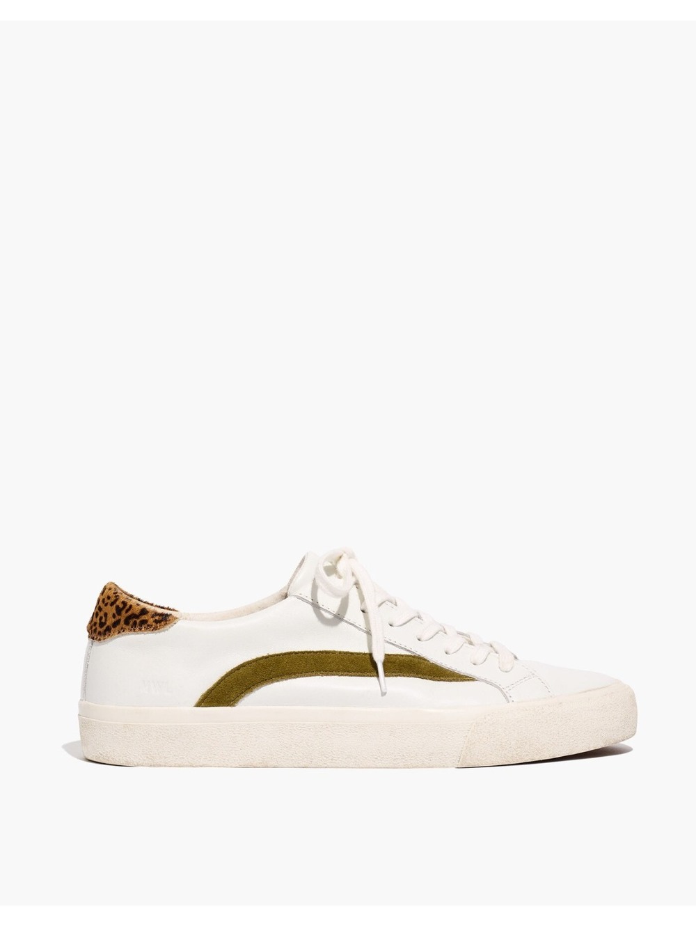 Madewell Sidewalk Low Top Leather Sneakers Leopard Calf Hair White Sz 9.5 / M 8 - Picture 4 of 11